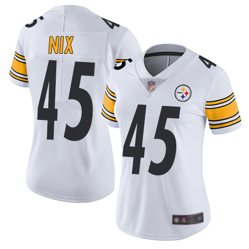 Women Pittsburgh Steelers Football #45 Limited White Roosevelt Nix Road Vapor Untouchable Nike NFL Jersey
